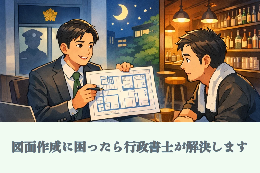 大阪で深夜酒類提供飲食店営業開始届の図面作成に困ったら