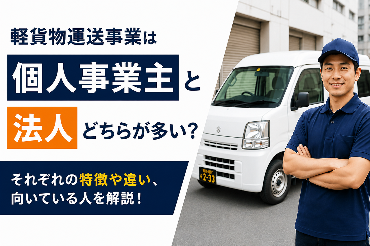 軽貨物運送事業は個人事業主と法人どちらが多い?違いや特徴を解説