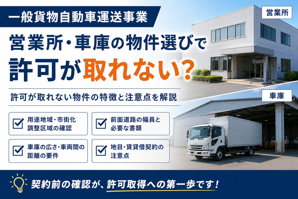 一般貨物自動車運送事業｜運送業許可が取れない物件の特徴とは