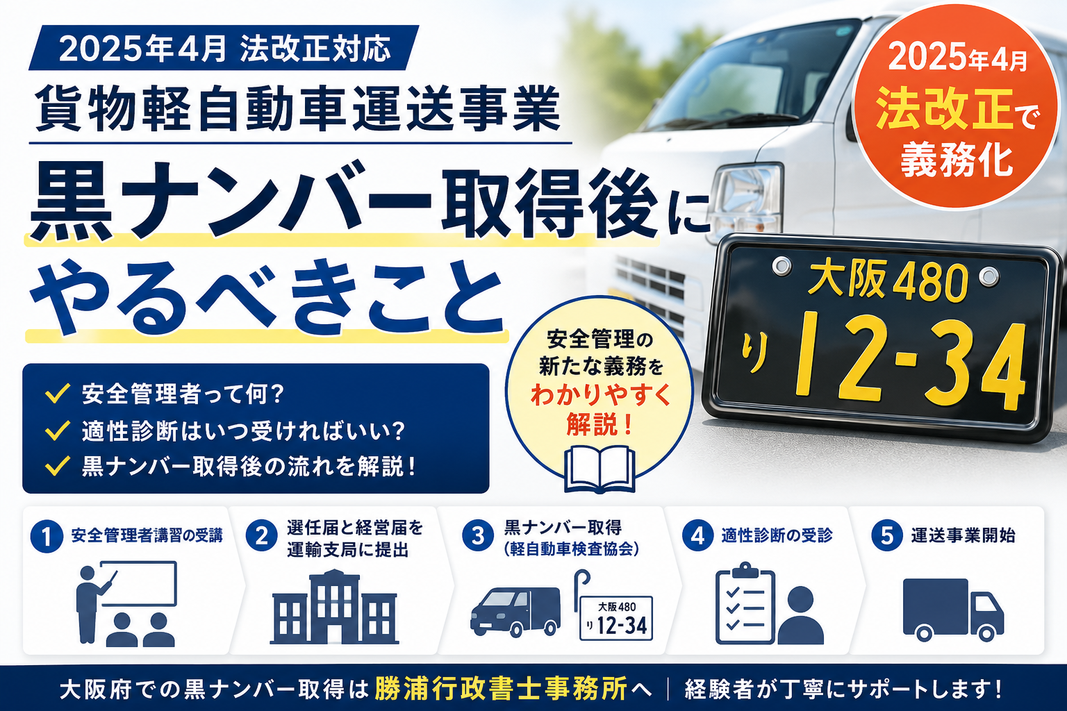貨物軽自動車運送事業|黒ナンバー取得・開業までのおすすめの流れ