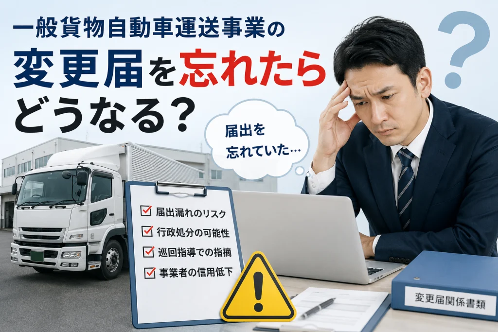 一般貨物自動車運送事業の変更届を忘れたらどうなる？届出漏れのリスクを解説
