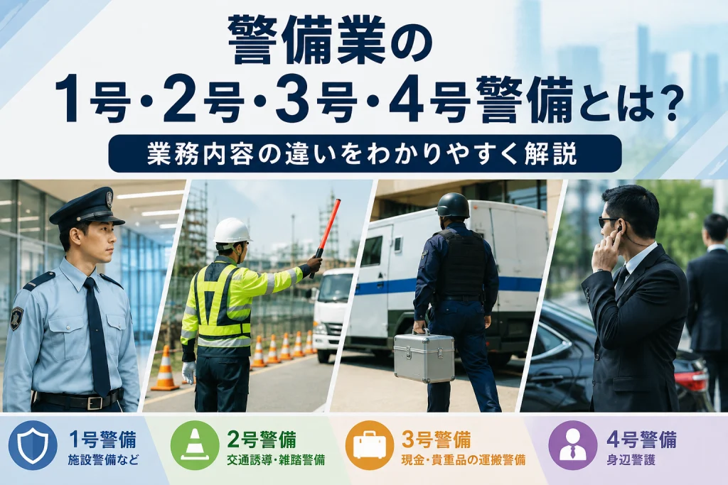 警備業の1号・2号・3号・4号警備とは？業務内容の違いをわかりやすく解説