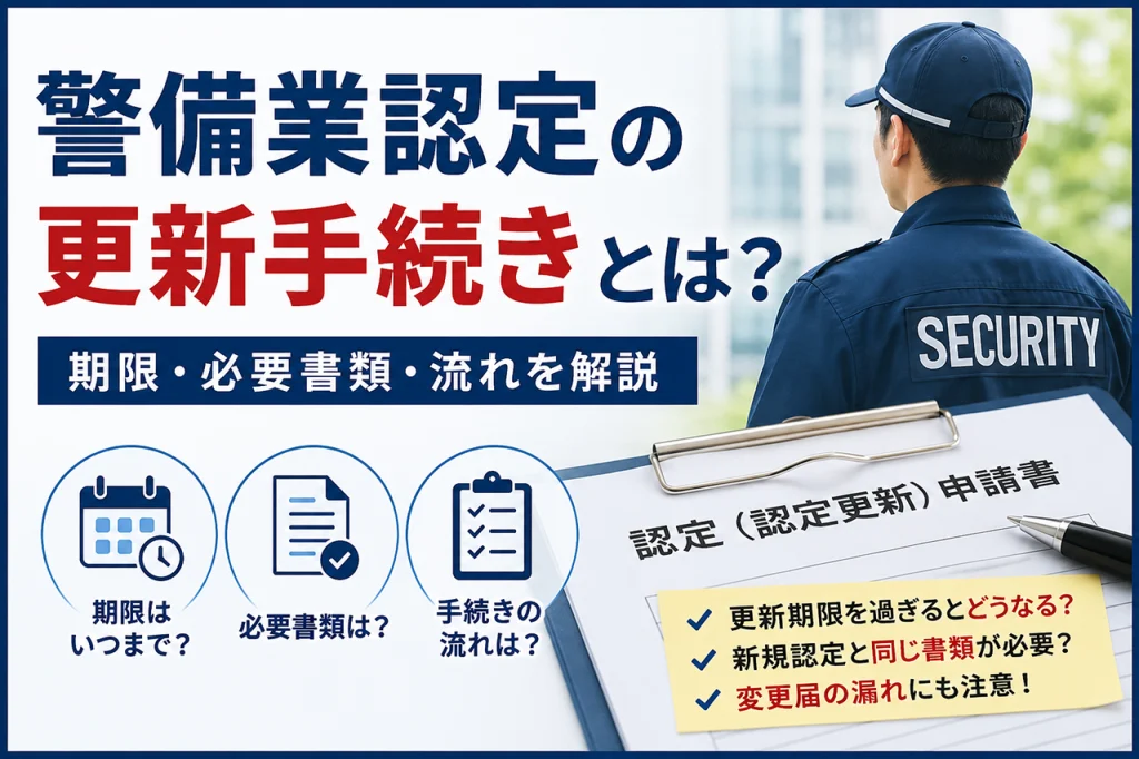 警備業認定の更新手続きとは？期限・必要書類・流れを解説